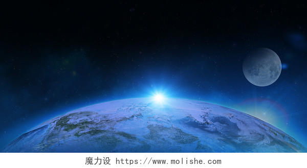 蓝色科技感地球光效星空展板背景蓝色星空